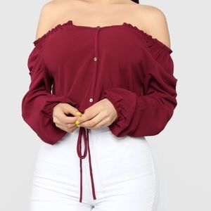 Off-Shoulder Burgundy Women's Top